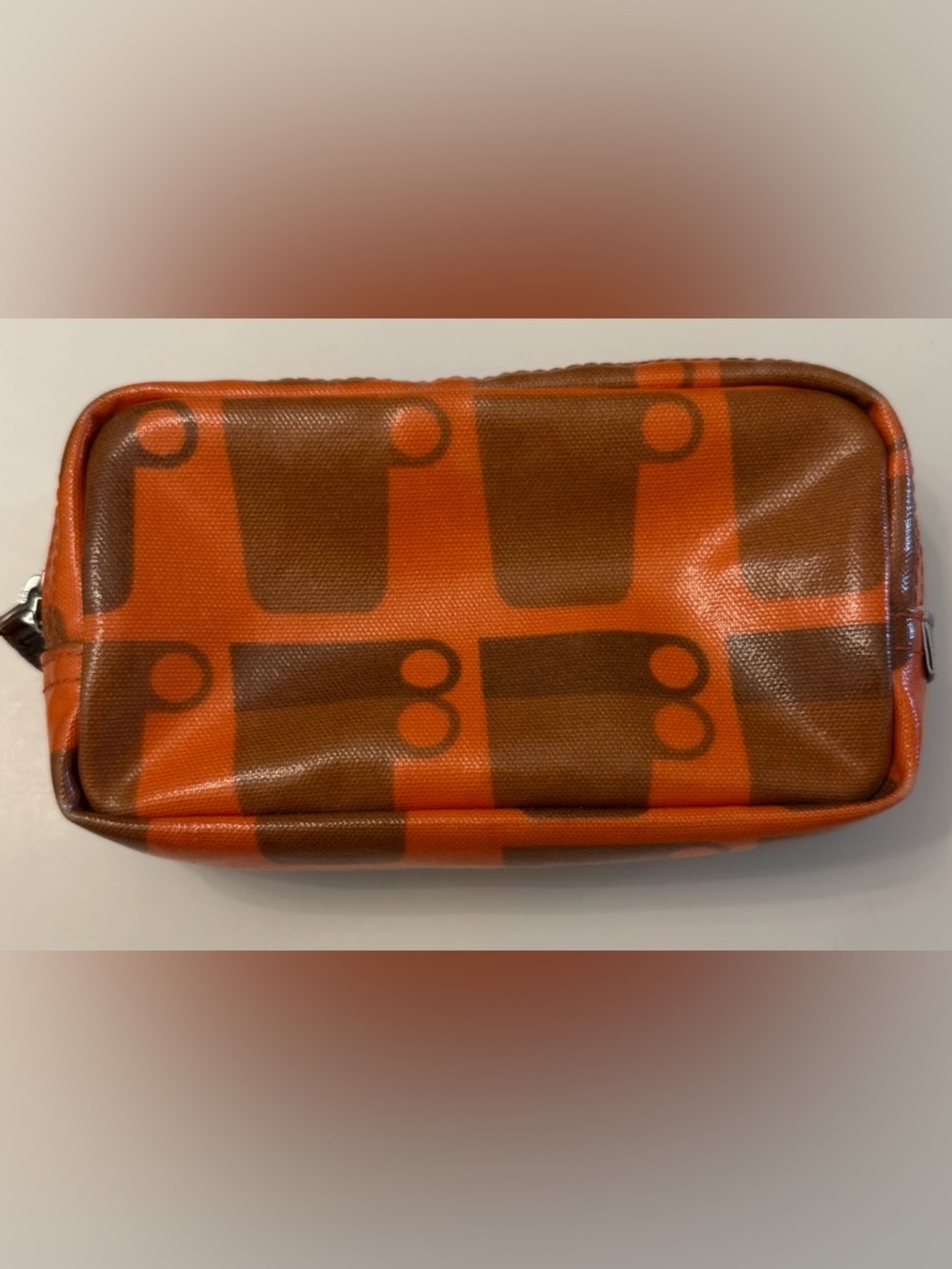 Vintage Orla Kiely Coated Cotton Cups Pouch Orange Cosmetic Pencil Case - Picture 2 of 14
